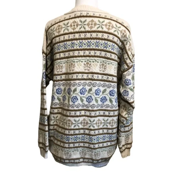 Vtg Eddie Bauer Fair Isle Cottagecore Sweater L (labeled Petite) - Picture 7 of 9